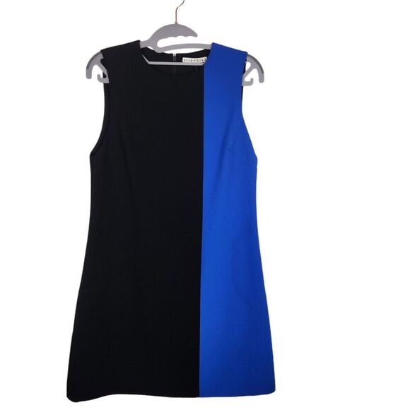 Alice + Olivia Dresses & Skirts - ALICE + OLIVIA Dress Womens 4 Black Blue Colorblock Sleeveless Mini Retro Shift